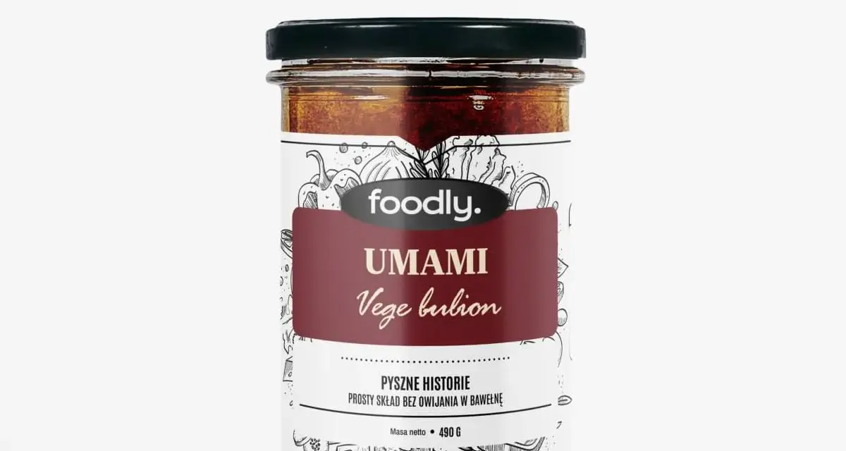 Słoik z pastą foodly. UMAMI Vege bulion, która nada potrawom głębi smaku. Pyszna przyprawa umami.