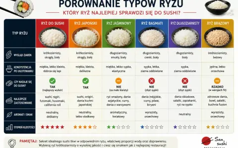 Porównanie ryżu do sushi: krótkoziarnisty jest najlepszy, bo kleisty. Dowiedz się, ile wody na szklankę ryżu dla idealnego sushi.